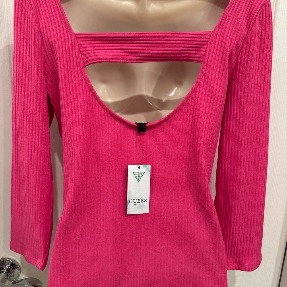 GUESS Fuchsia Ribbed Women's Blouse